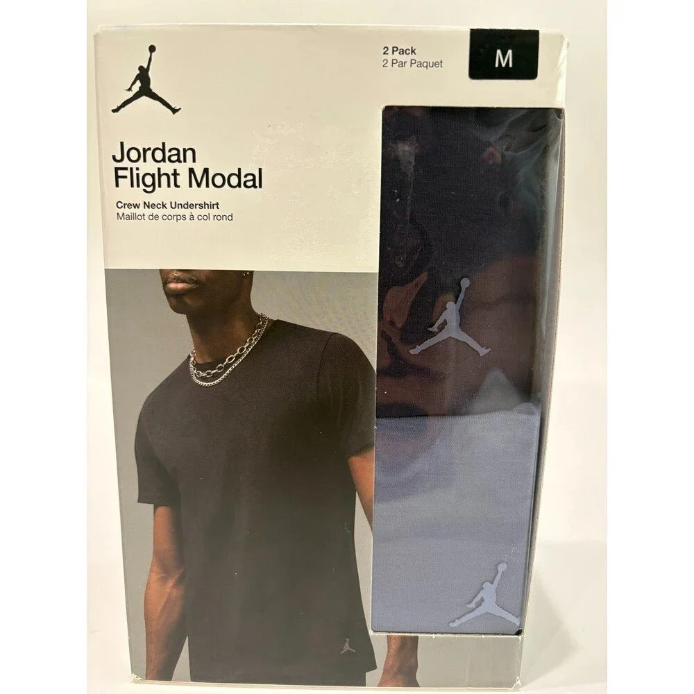 Jordan Flight Modal Crew Neck Undershirts 2 Pack Black/Blueish Men's Medium NWT